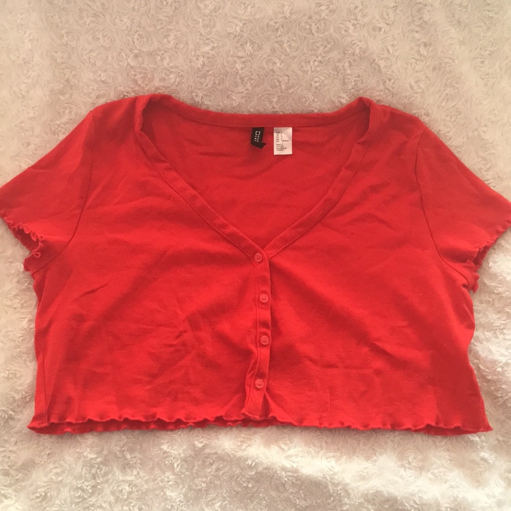 Cropped lettuce edge trim cardigan